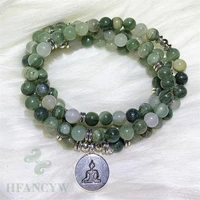 6mm moss agate buddha pendant 108 beads necklace chic bless wrist buddhism healing reiki handmade