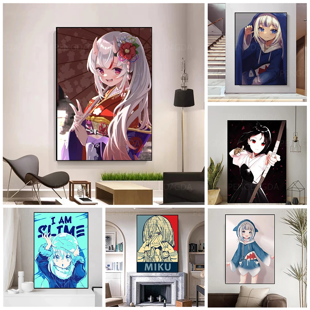 

Home Decoration Wall Art Nakiri Ayame Canvas Painting Hd Prints Japan Anime Pictures Modular Girl Poster Frame For Living Room