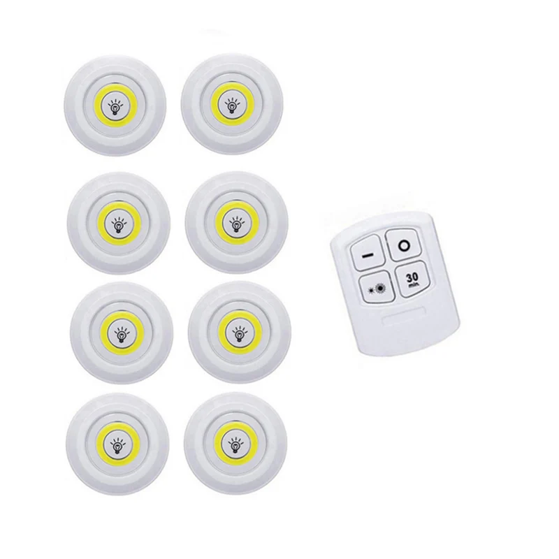1Remote 8Lamp Затемнения светодиодный свет под кабинет с пультом дистанционного управления Управление Батарея батарейках светодиодный шкафы светильники для гардероб, спальня Ванная комната освещение - Цвет: 1Remote 8Lamp