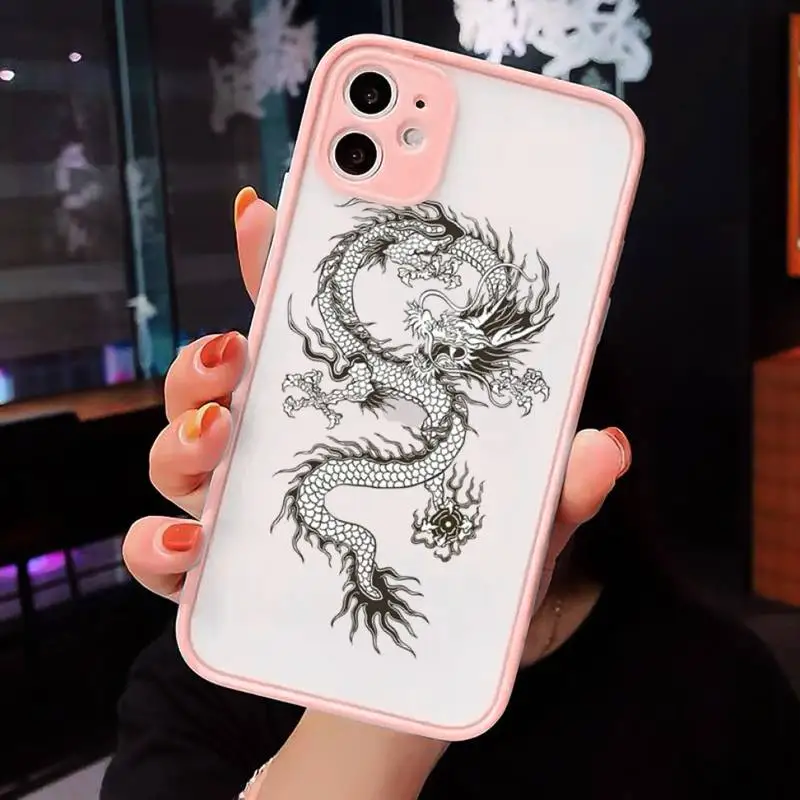 

Dragon Phone Cases Matte transparent For Pink iPhone 12 Mini 11 Pro XR XS Max 7 8 Plus X Back Cover