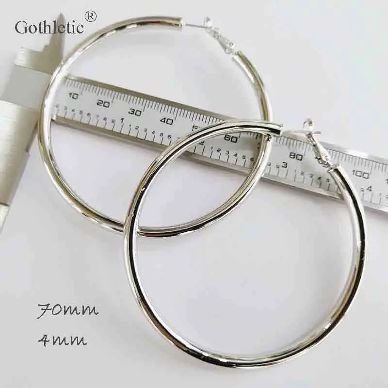 Большие серьги кольца для женщин золотистые/Родиевые круглые ювелирные