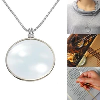 hot sales 5x magnifier round reading magnifying glass lens pendant long chain necklace women men necklace magnifier chain