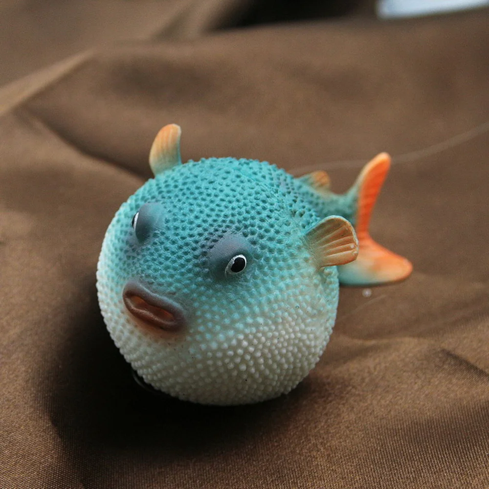 

Fish Tank Decoration Luminous Small Aquarium Puffer Fluorescent Simulation Puffer(Blue)