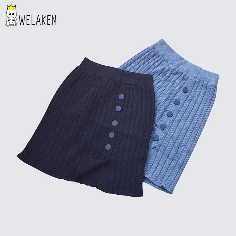 Юбка Детская вязаная на пуговицах в полоску осень|Юбки| |