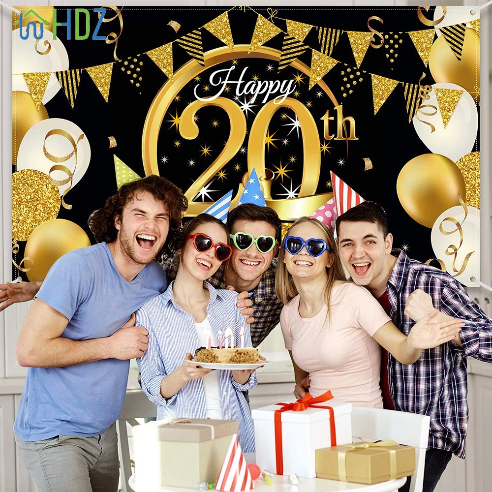 

Birthday party decoration one year old black gold background cloth birthday colorful hanging cloth holiday decoration supplies