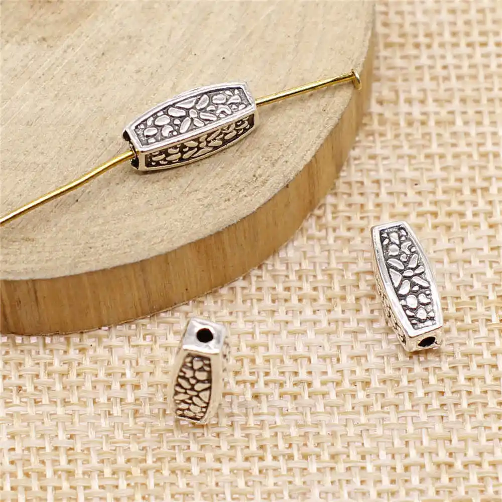 

Jewelery Pendants Making Charms For Jewelry 20pcs Long Carved Beads 5x13mm Antique Silver Plated
