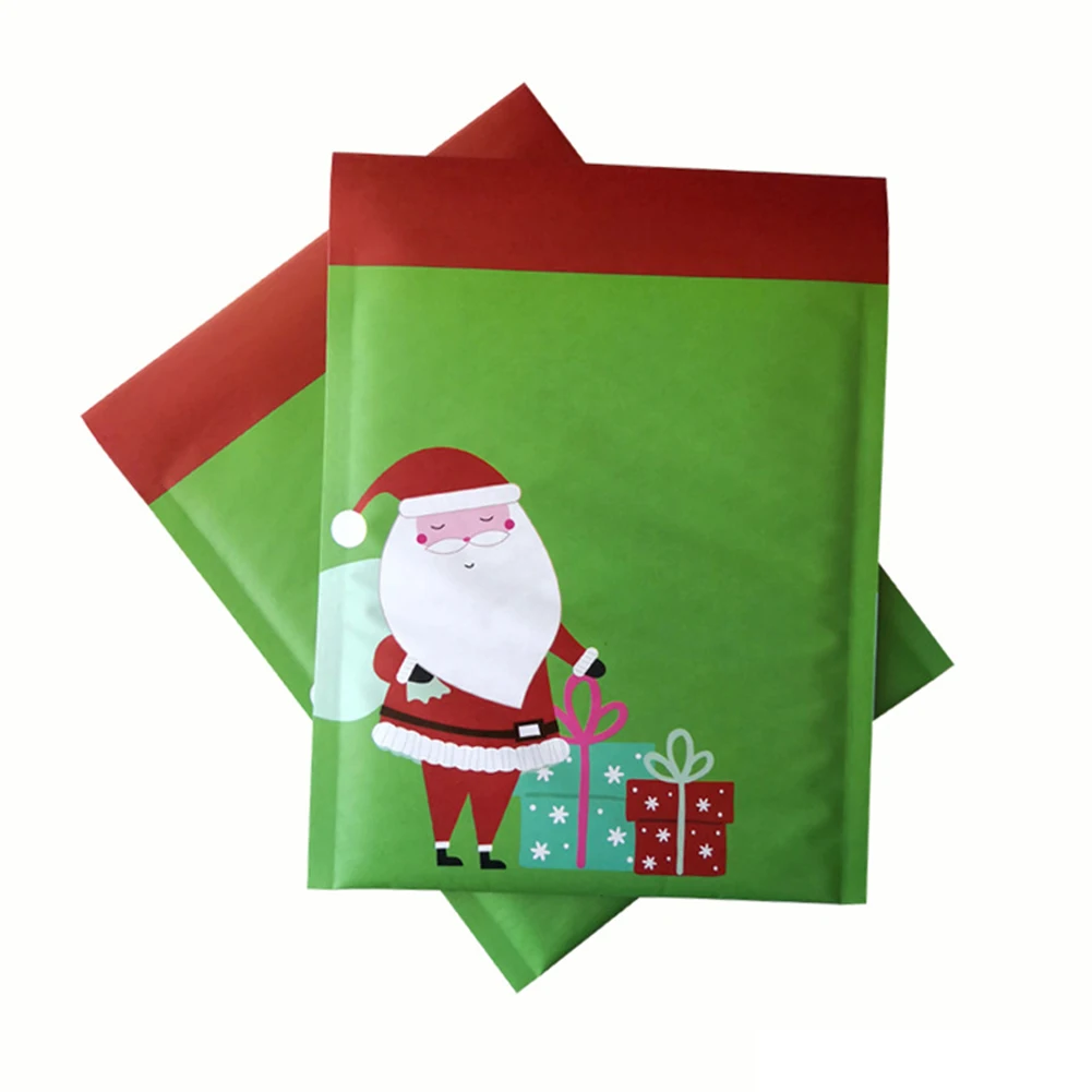 

20pcs Packaging Office Bubble Mailer Self Seal School Paper Mailing Santa Claus Christmas Pattern Lightweight Gift