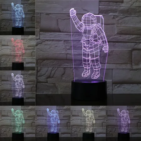 D VCity астронавт ракета 3D USB светодиодный ночник Иллюзия голограммы Оригинальная лампа подарок для детей друзей дома спальня спальный Декор - Испускаемый цвет: D