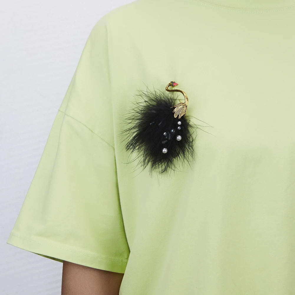 Унисекс искусственный жемчуг стразы перьевая Птица Брошь булавка в виде