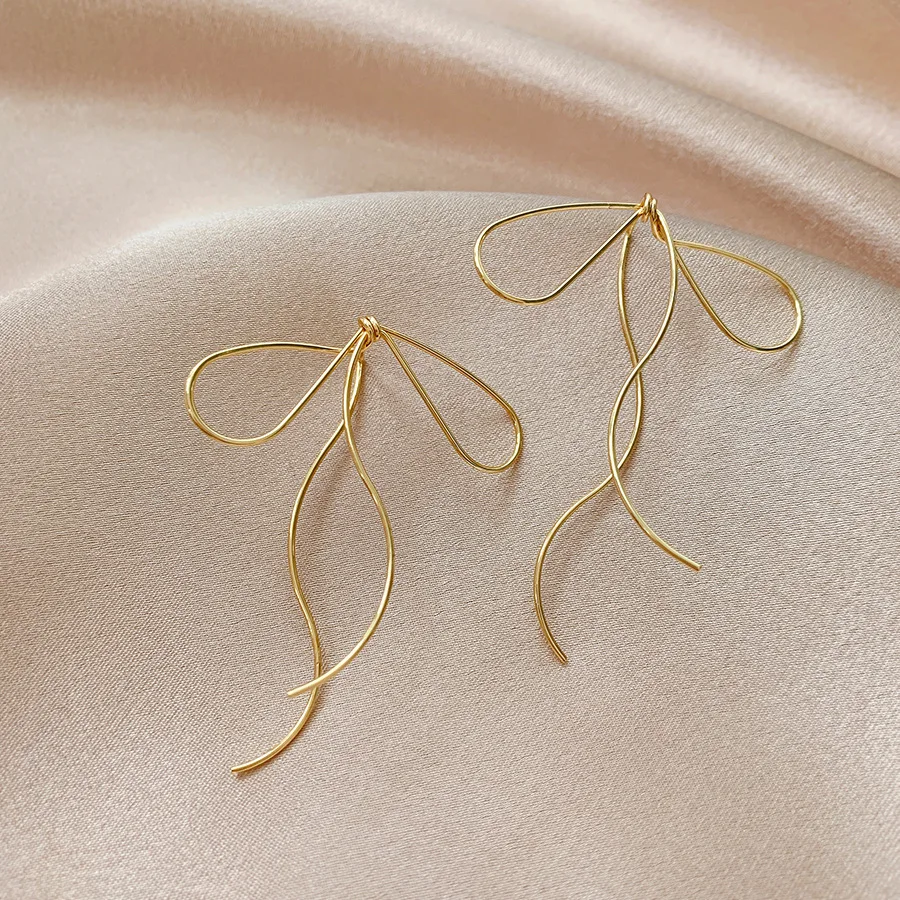 

Design Sense Line Bow Earrings Women's Elegant Temperament Fashion 2021 New