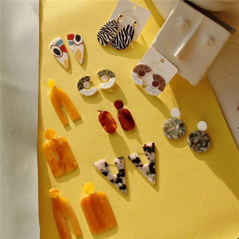 Женские Висячие серьги AOMU винтажные цветные с рисунком граффити акриловые