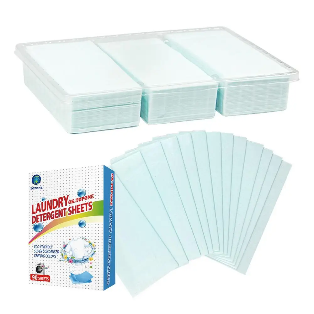 

90Pcs/box Eco-Friendly Super Concentrated Laundry Detergent Sheet Cleaning Travel Partner Washing Powder for Washing Machine