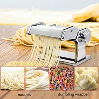stainless steel noodle press machine roller hand crank pasta maker dumpling wonton dough hanger spaghetti cutter