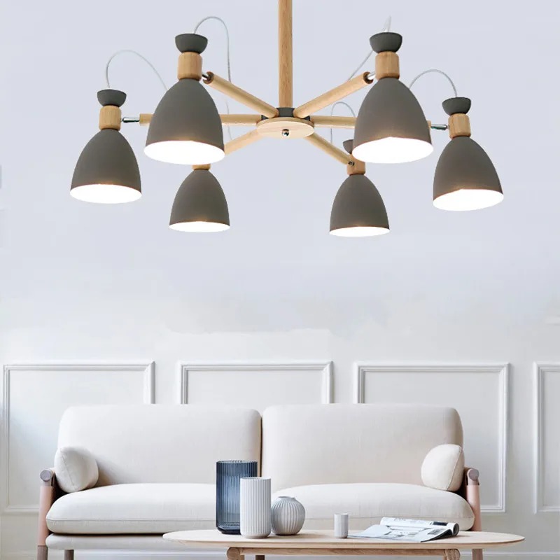 Скандинавская Современная Минималистичная люстра из массива дерева E27 220 В