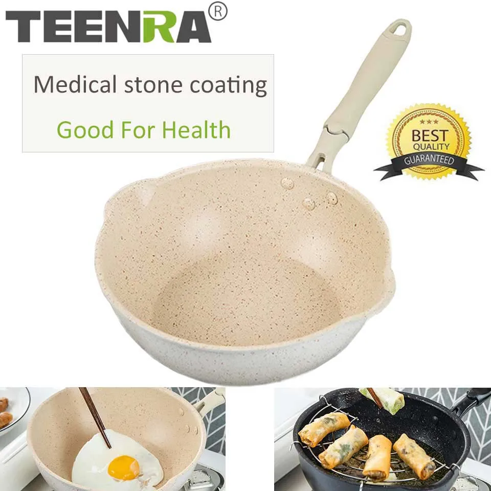 TEENRA 20 см Maifan Stone Wok антипригарная сковорода алюминиевые сковороды японский