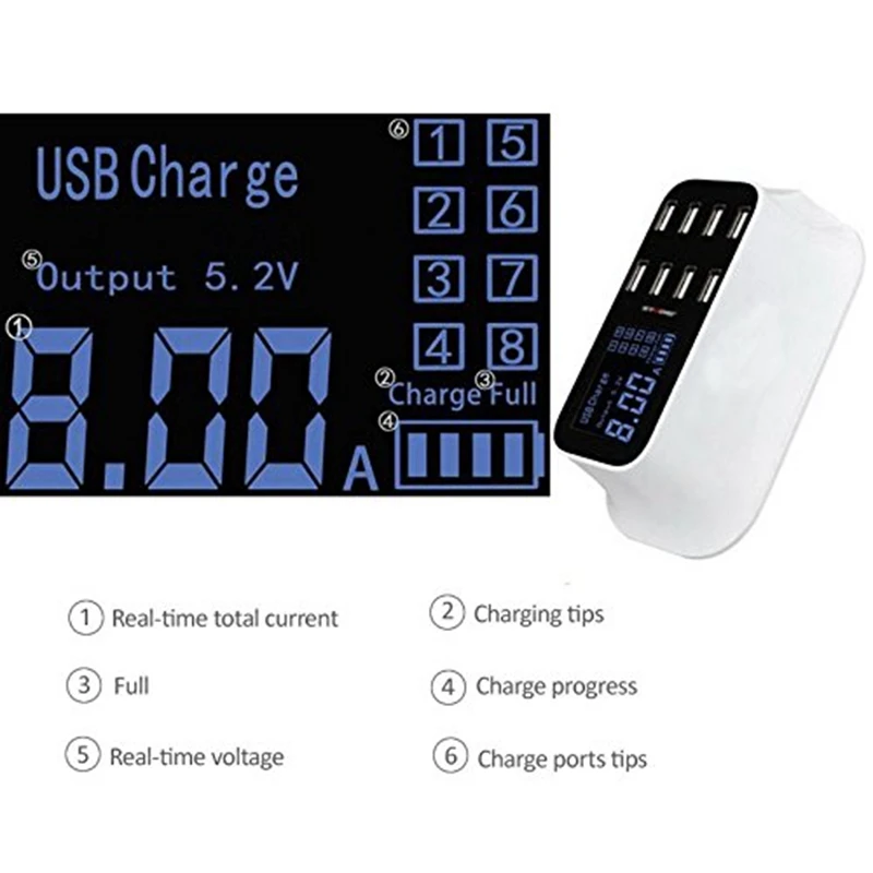 40W 8-Порты и разъёмы в состоянии usb-хаб быстро Зарядное устройство Мощность