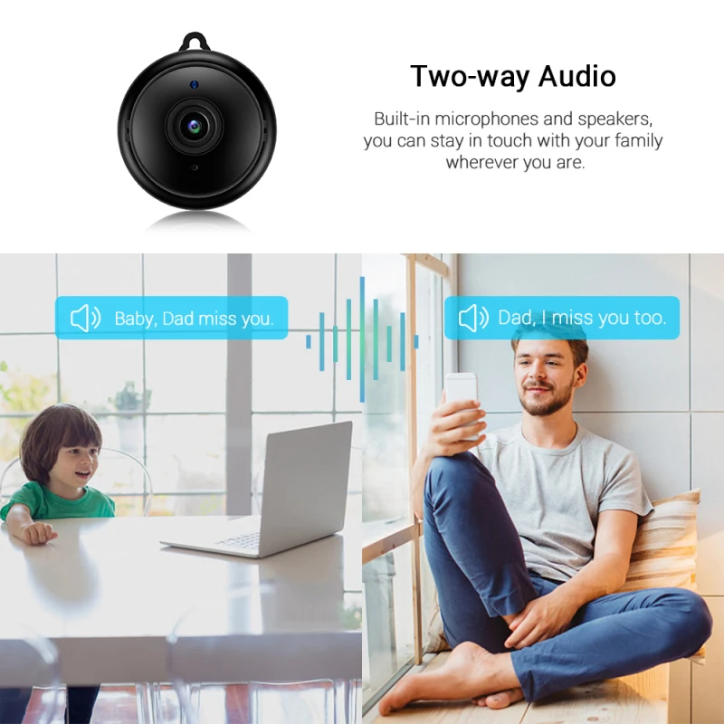 Фото Мини-камера 1080p HD IP WIFI видеокамеры Домашняя безопасность монитор DVR ночного видения встроенное видеонаблюдение Mircophone поддержка 128G №2