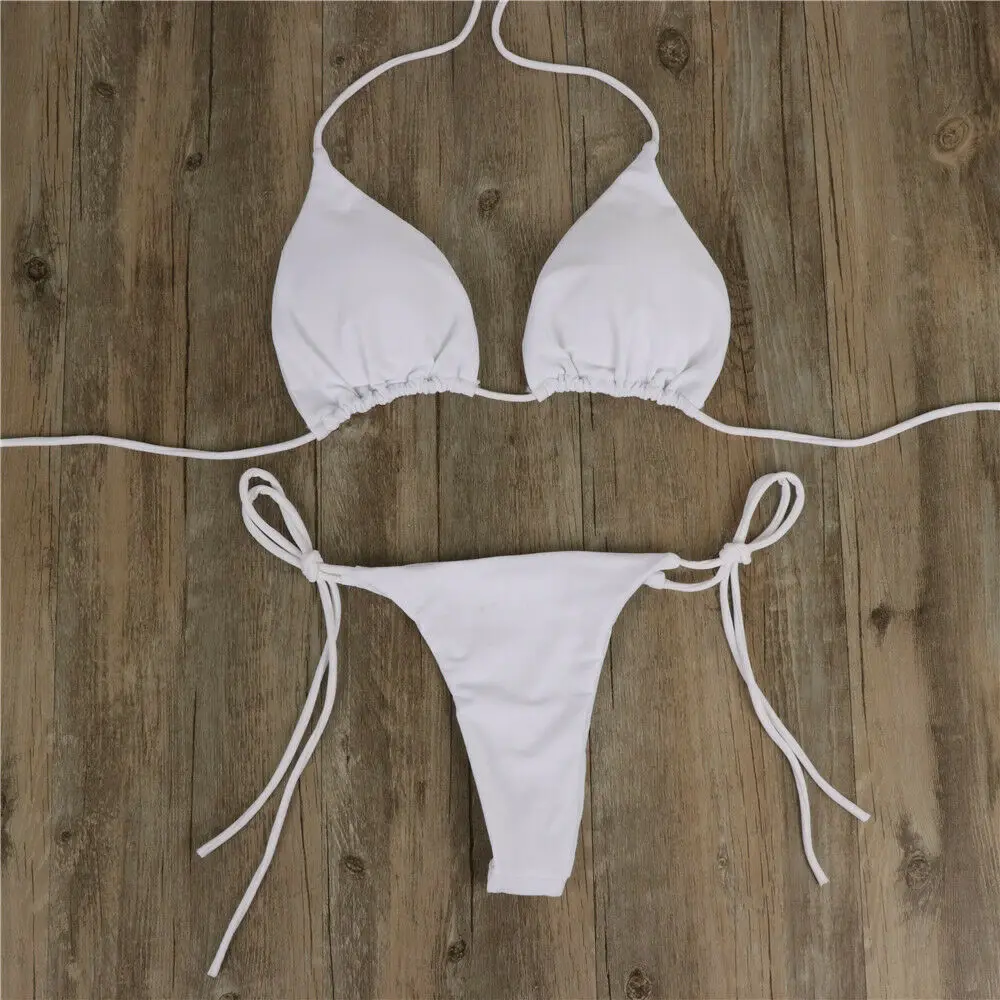 

2pcs Sexy Women Summer Swimwear Bikini Set Bra Tie Side G-String Thong Beach Triangle Suit Swimsuit Bathing Suit Swimming Suit