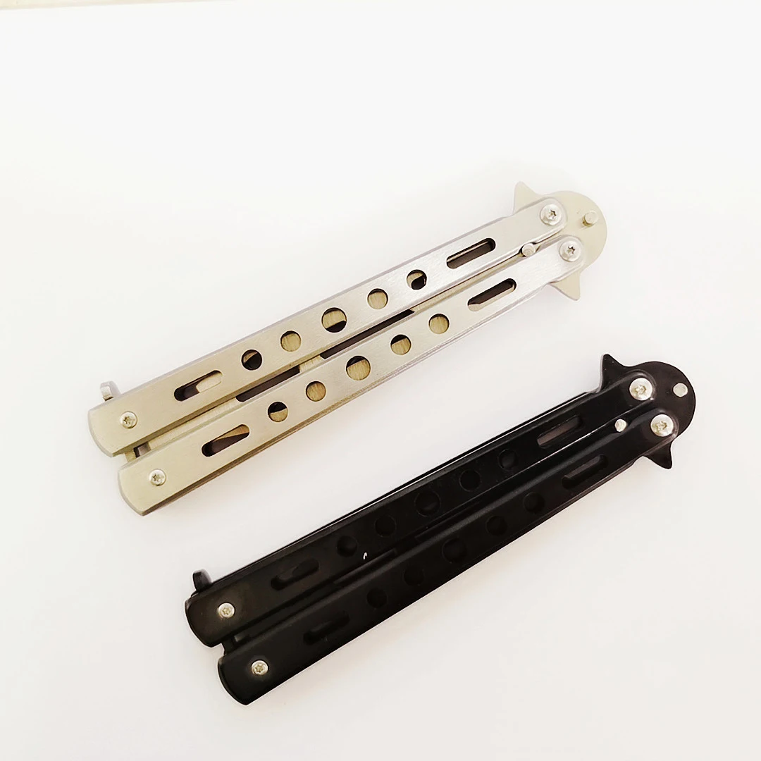 

Beginner Butterfly Knife Corkscrew Butterfly Practice Knife Training Knife All-Steel Butterfly Play Knife Unedged Butterflyknife