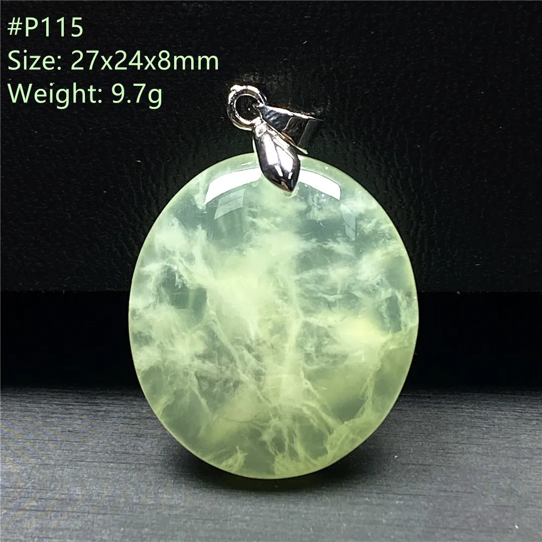 

Top Natural Green Prehnite Stone Pendant Jewelry For Women Lady Men Healing Luck Crystal 27x24x8mm Beads Gemstone Silver AAAAA