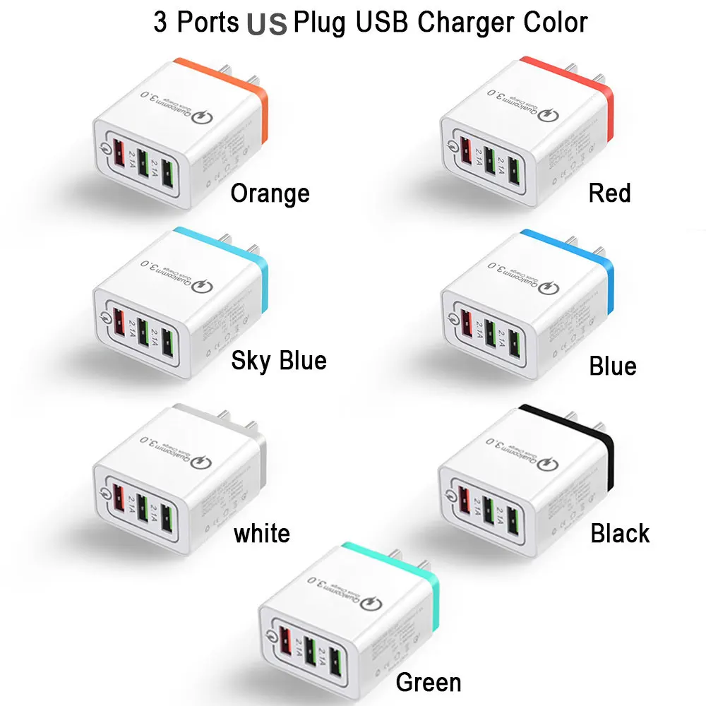 QC 3 0 USB быстрое зарядное устройство для iphone 8plus 7 x xr iPad EU/US Plug порта быстрая смарт