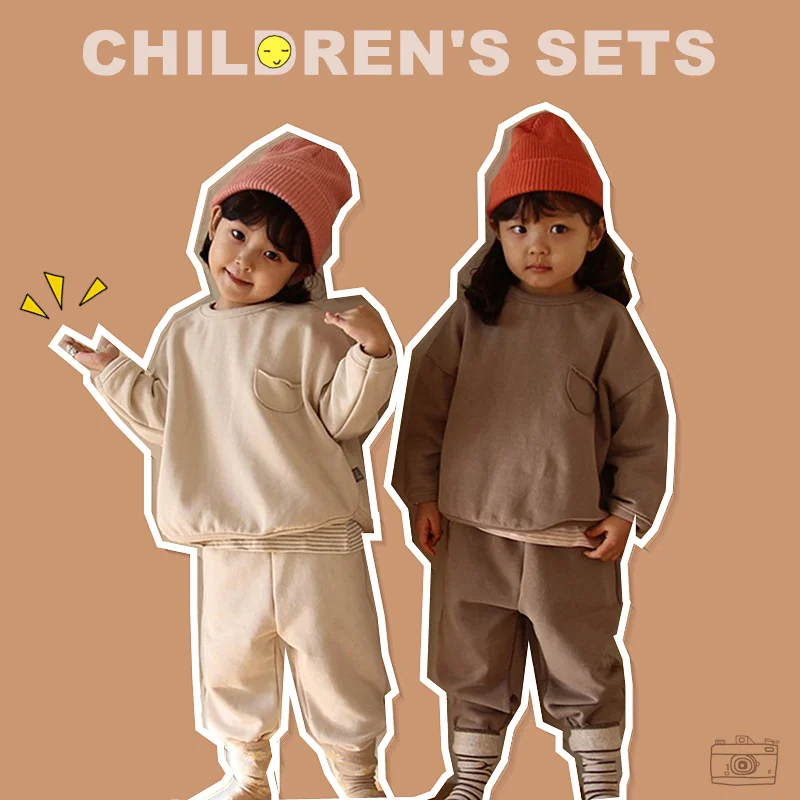 

Winter Autumn Kids Clothes Sets for Girls Boys Children's Clothing Outfits Korean Style Child Cotton Baby Tracksuit Sweatshirt