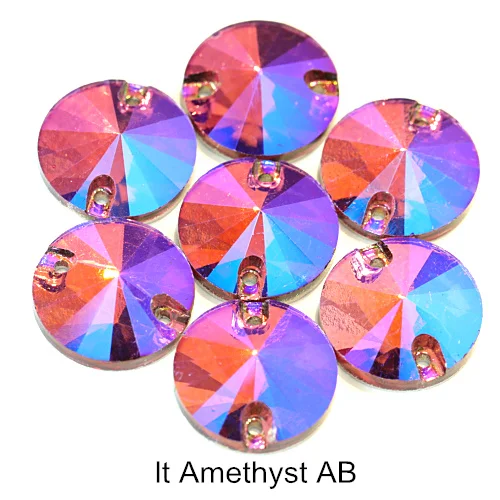 lt Amethyst AB Красочные стразы круглые пришивные стразы с плоской задней стороной круглый стакан Rivoli стразы Украшения для свадебного платья E7050 - Цвет: lt Amethyst AB