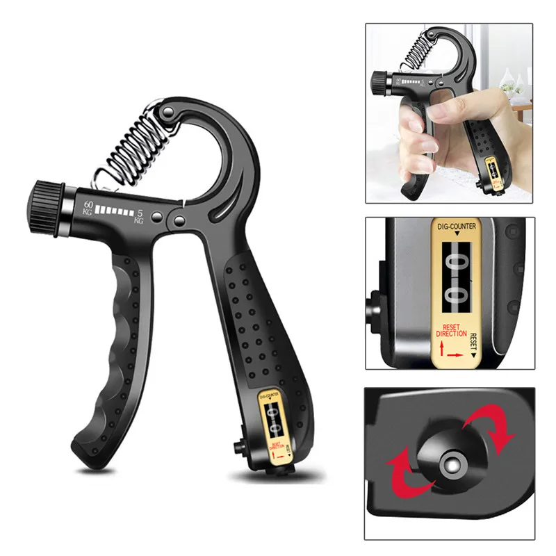 

New Adjustable Handle Strengthener Counter Finger Gym Muscle Fitness Training Wrist Gripper Hand Exercise