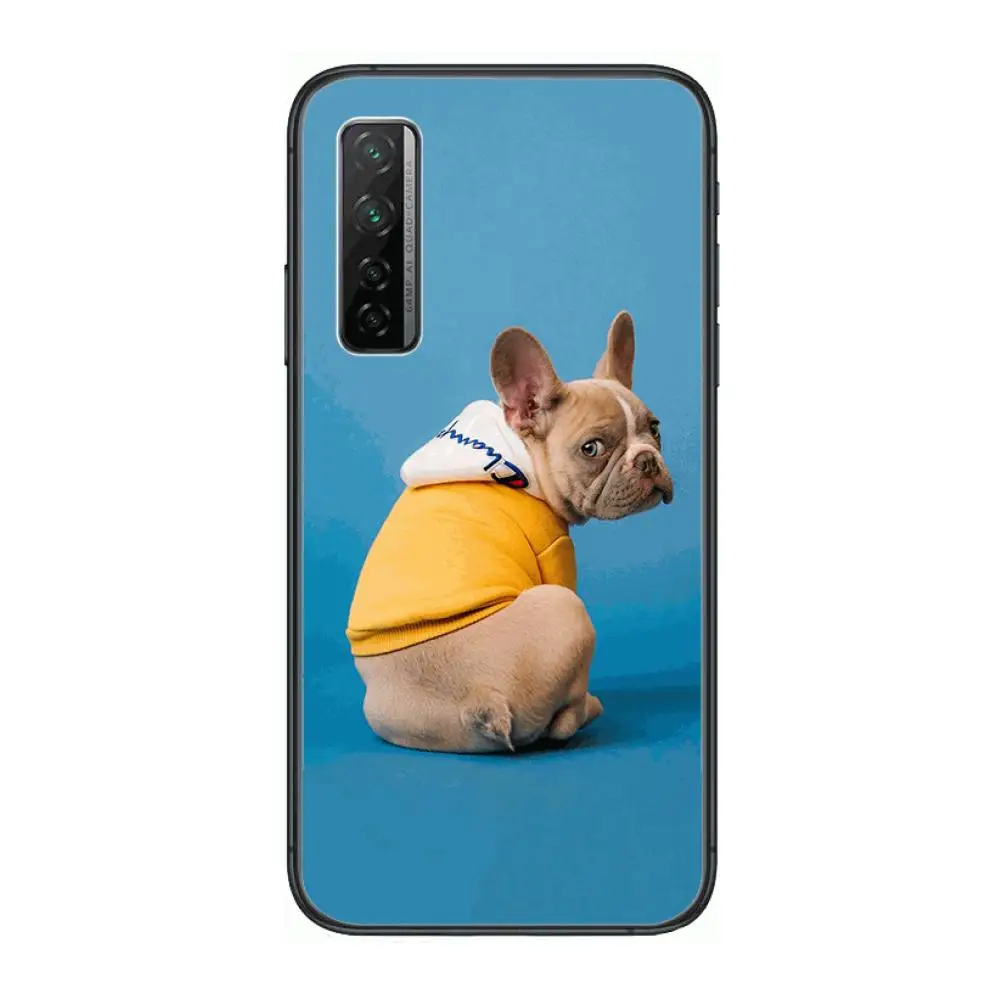 

French Bulldog Dog Creative and cute Phone Case For Huawei Nova 2 3 4 5 6 7 8 SE i E Pro Lite Black Etui Coque Painting Hoesjes