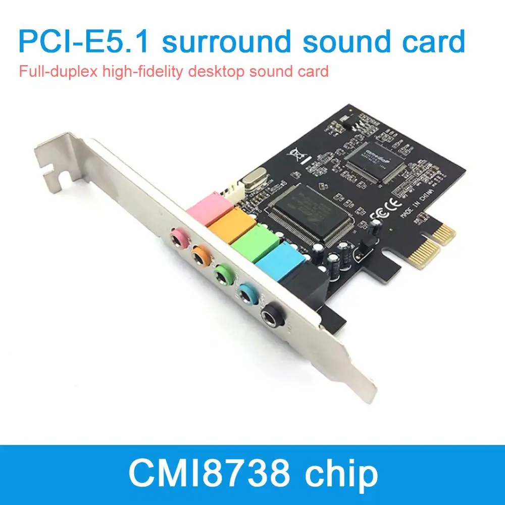 Новая 3D стерео 5 1 внутренняя звуковая карта для ПК Windows 10 PCI e аудио CMI8738 чип 32/64 бит