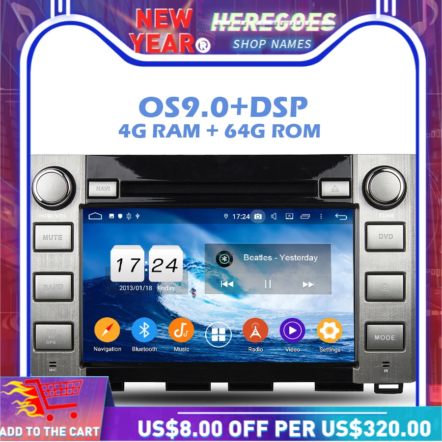 IPS DSP Android 10 0 4 Гб RAM 64 ROM автомобильный dvd-плеер Wifi Bluetooth RDS радио GPS карта для Toyota Sequoia