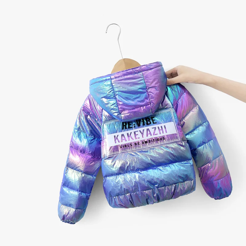 

2021 Winter New Products Children's Lightweight Down Jacket Boys and Girls White Duck Down Girls' Colorful Bright Surface Warm J