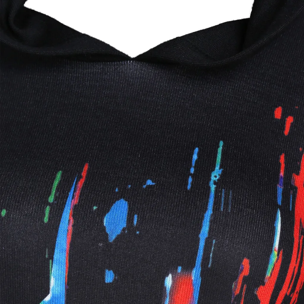 

2019 Winter New Fashion Women Christmas Hat Long Sleeve Splatter Paint A Line Pullover Hoodie Jacket Z107