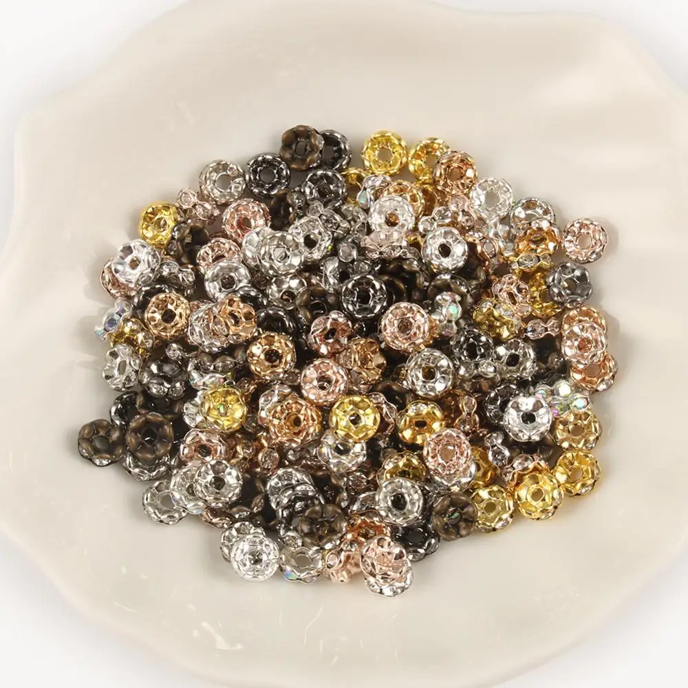 Бусины-шармы круглые со стразами волнистые кружевные бусины-разделители