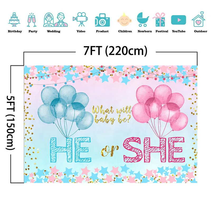 Виниловый фон для фотосъемки Mocsicka с надписью He or She раскрывающий пол розовые или