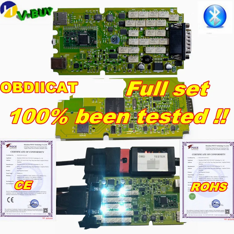 A++ качество OBDIICAT TCS PRO зеленый одноплатный bluetooth,00 программное обеспечение VCI Pro сканер