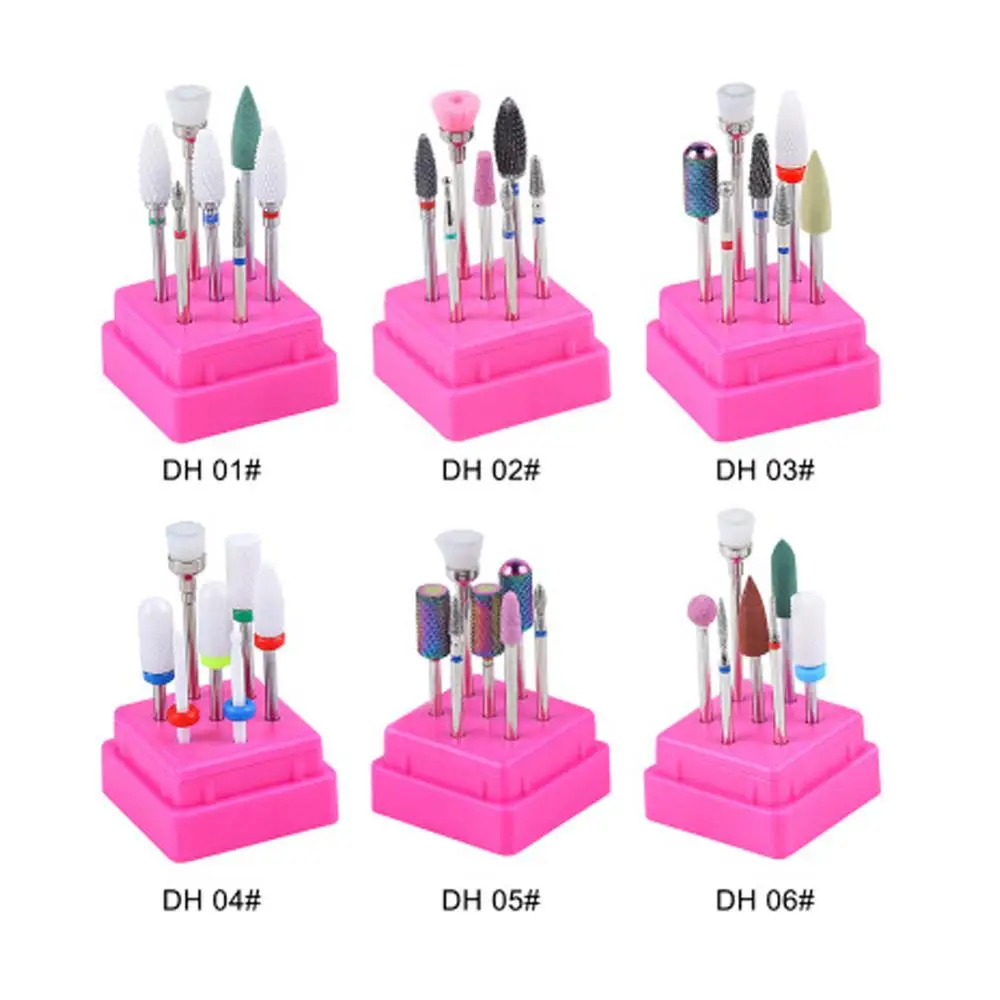 7 шт./компл. алмаз Фрезер для ногтей сверлильный станок Комплект биты