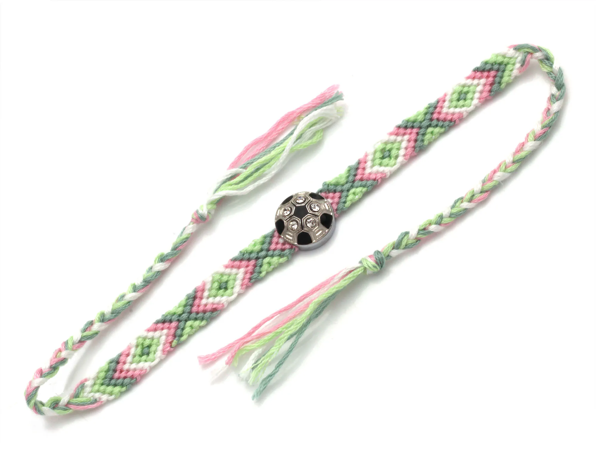 Boho сплав цинка футбол шарм тканый браслет дружбы женский мужской спортивный