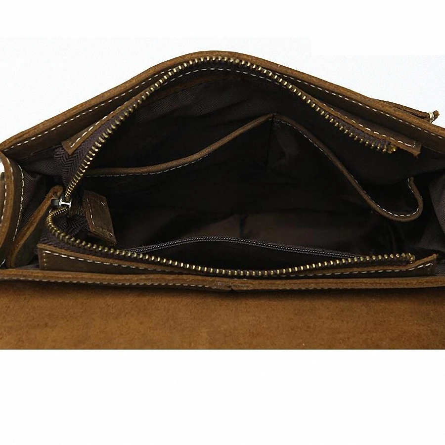 

Men Bag Crazy Horse Leather Messenger Back Male Shoulder Fashion Crossbody Flap Business Travel Large Ipad Mochila Handbag 2541
