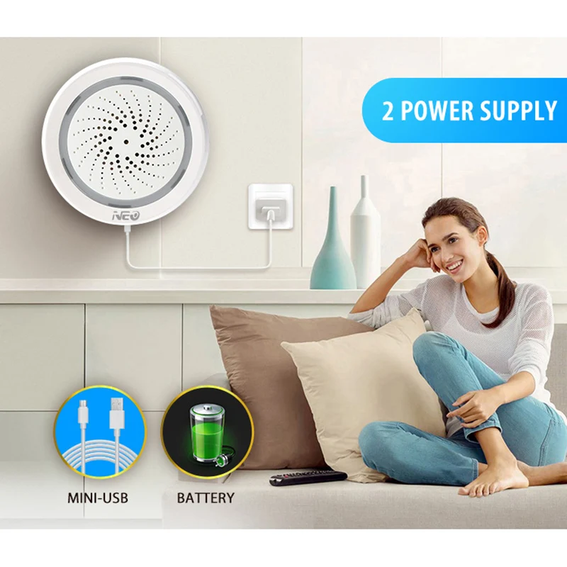 Датчик температуры и влажности Wifi сирена Tuya Smart Life приложение работает с Echo Alexa