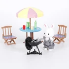 1:12 Кукла-тележка для мороженого с мебелью, ролевая игрушка для девочки, игрушка для барбекю на открытом воздухе, лесное животное, семейный кролик, подставка для фруктов