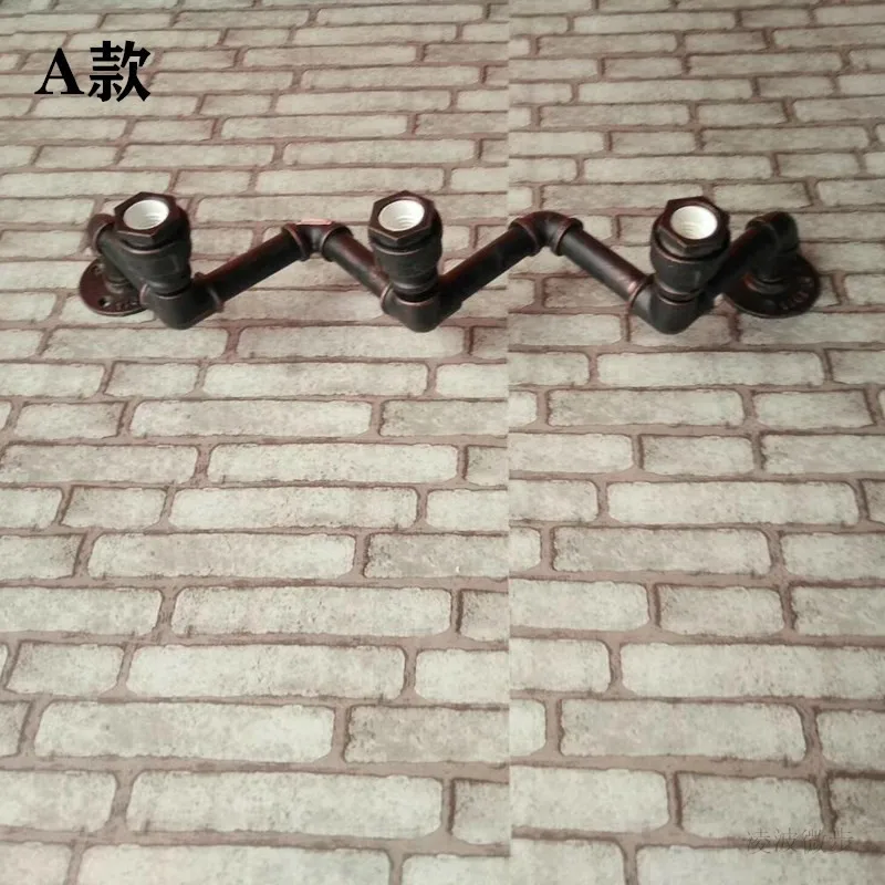 

Industrial American style creative personality bedside table lamp stair lamp single head water pipe lamp style iron wall lamp