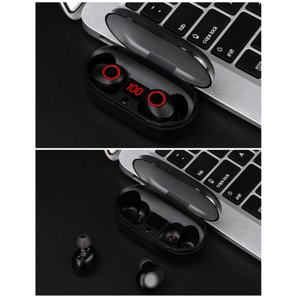 Wireless Bluetooth Earphone Heavy Bass In-ear Headset With Charging Station Bluetooth5.0 Stereo Sports Earbuds | Электроника
