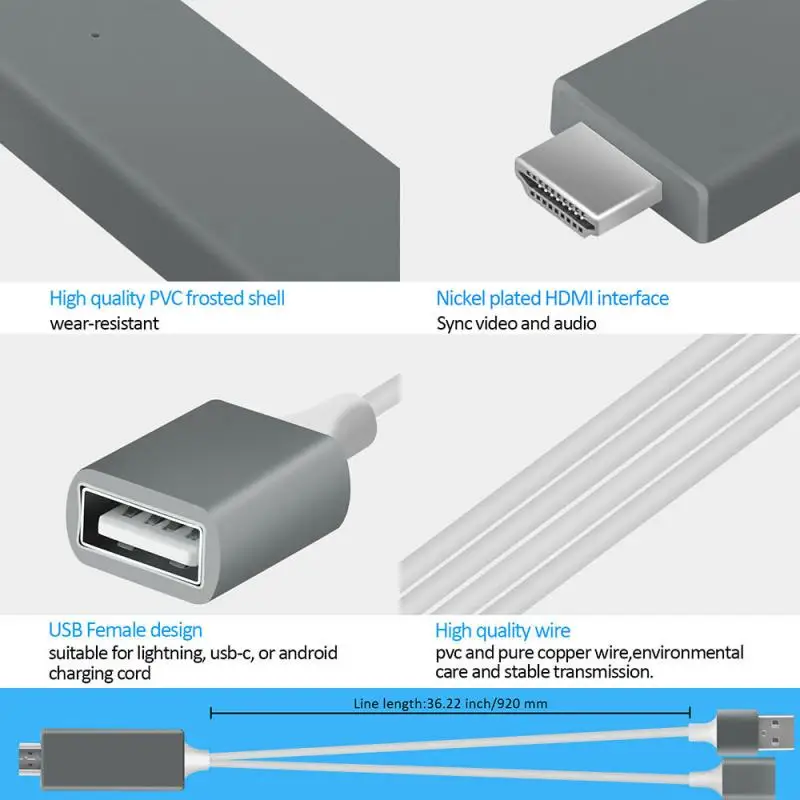 Цифровой Av адаптер под кабель Hdtv Tv для Apple Iphone Hd Plug & Play Usb 1080P|Кабели HDMI| |