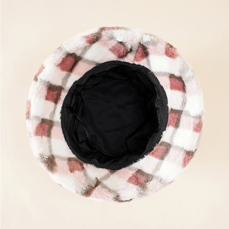 Новинка зимние клетчатые плюшевые Панамы унисекс Уличная Повседневная Теплая