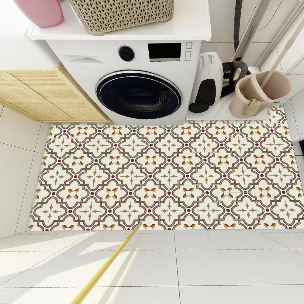 Бежевые наклейки на пол для кухни ванной комнаты маслостойкие водонепроницаемые