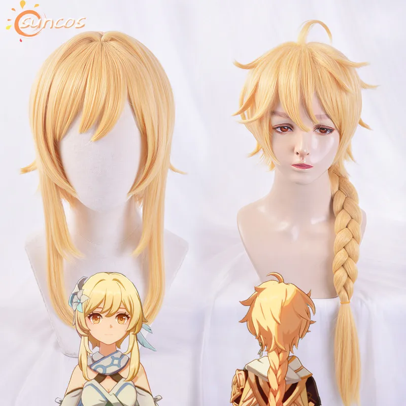 

Genshin Impact Kong Ying Player Cosplay Wig Golden Heat Resistant Synthetic Hair Halloween Carnival Party + Free Wig Cap