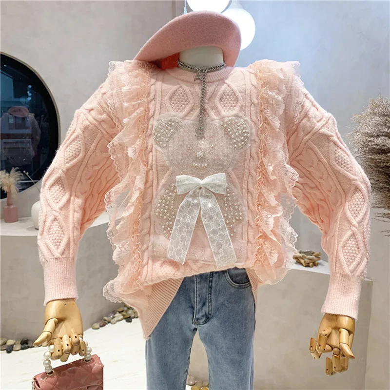 

Новинка Женская одежда 2021 зимний сетчатый дизайнерский свитер с рюшами с длинным рукавом Женский пуловер средней и длинной вязки Топ