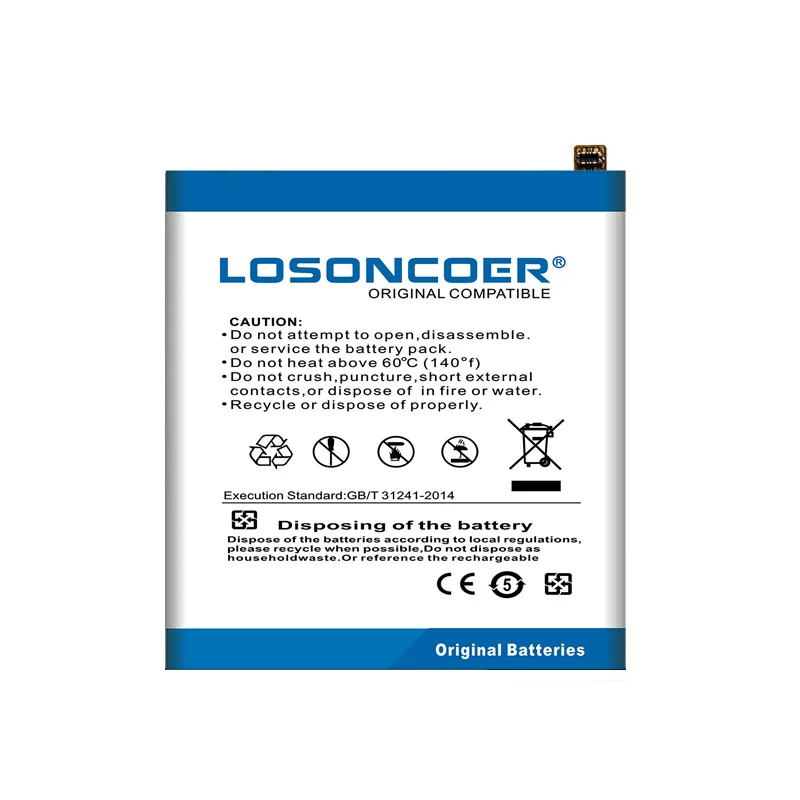 100% Оригинальный LOSONCOER для батареи DOOGEE MIX Lite с длительным временем ожидания