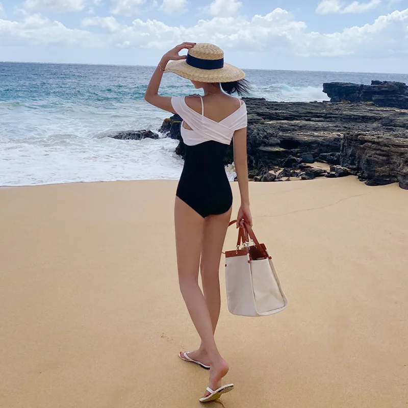 

Women's Swimwear One Piece Swimsuit Woman Woman's Trikini Women Rashguard Female Covering High Waist Sexy New Solid Polyester